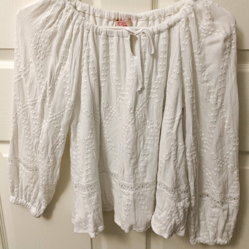 white chiffon bohemian blouse